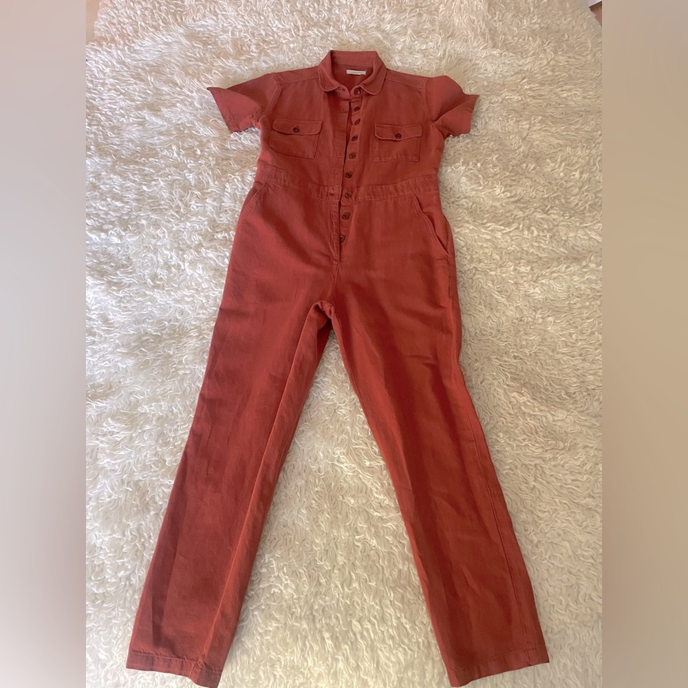 Outerknown Terracotta/Rust Linen Jumpsuit